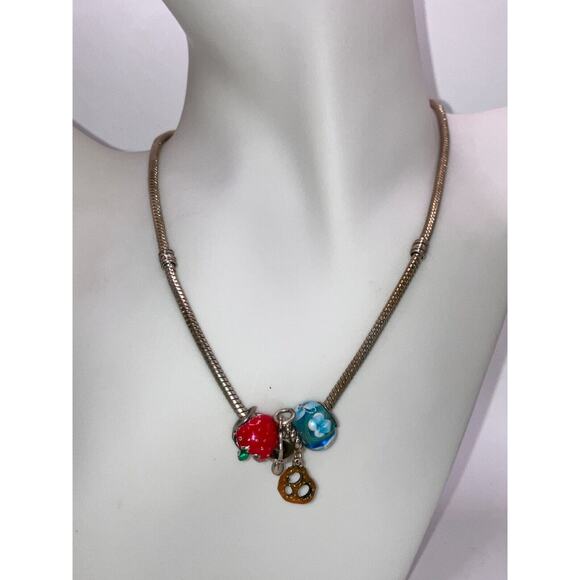 4 Charms Slide Snake Chain 15 7/8 Inch Necklace! - Picture 5 of 12